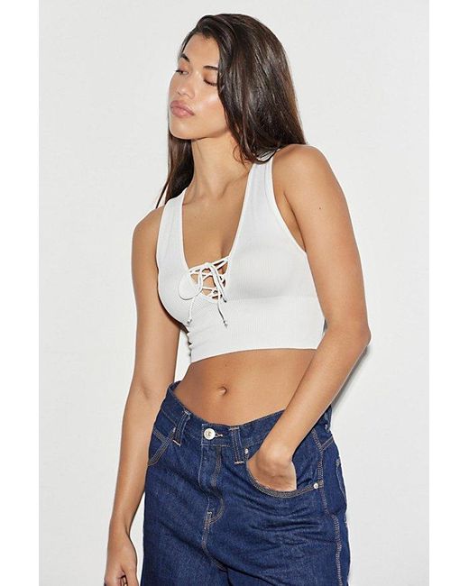 Urban Outfitters Blue Uo Lace-Up Josie Top