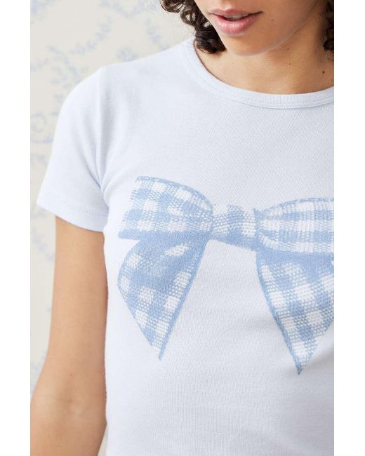 Urban Outfitters Blue Uo Gingham Bow Baby T-shirt