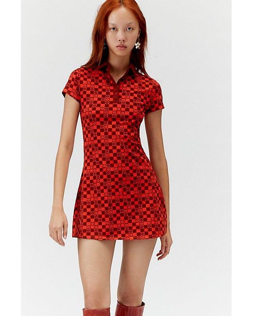 Urban Outfitters Red Uo Hazel Printed Mini Dress