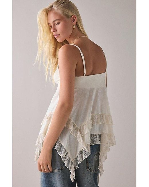 Kimchi Blue Blue Asterid Lace Trim Asymmetric Babydoll Cami