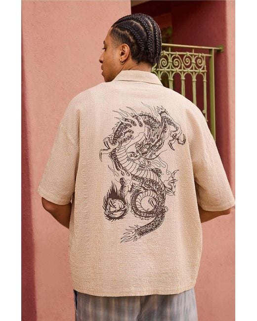Ed Hardy Natural Uo Exclusive Seersucker Short Sleeve Shirt for men