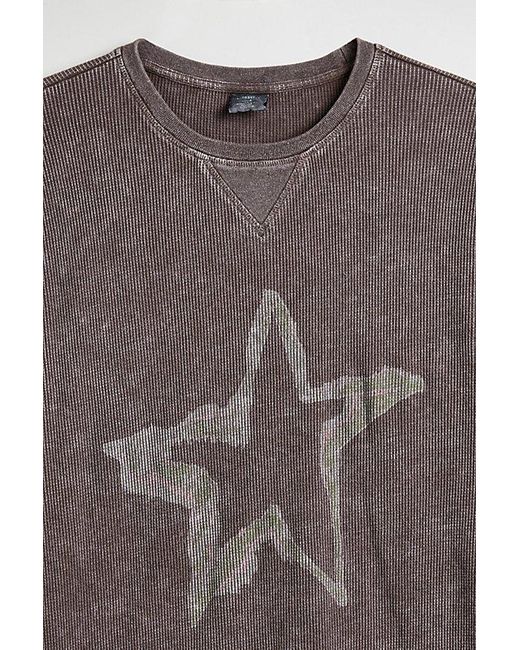 Urban Outfitters Brown Rusty Star Thermal Long Sleeve Tee for men