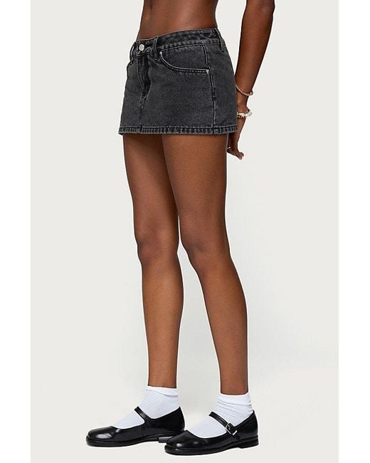 Edikted Black Camelia Denim Mini Skort