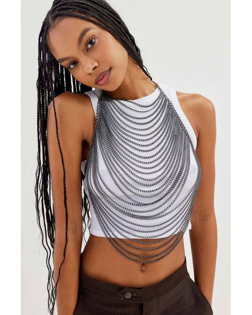 Urban Outfitters Sam Draped Chain Top in Grey