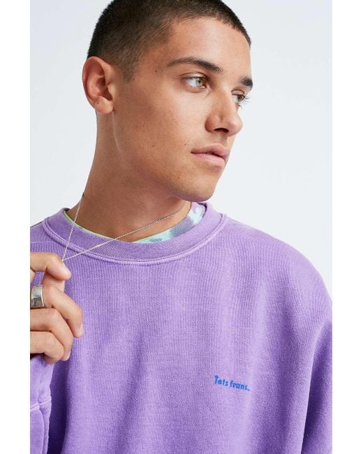 iets frans Overdyed Purple Crew Neck Sweatshirt for men