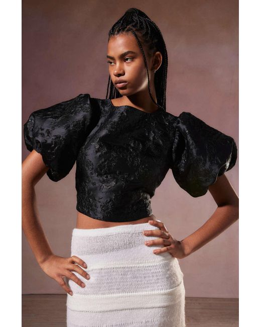Sister Jane Tribute Jacquard Cropped Top In Black,at Urban Outfitters