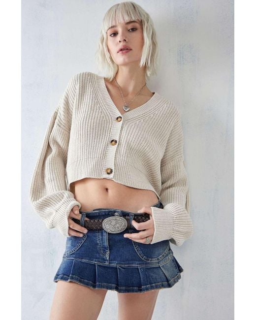 Urban Outfitters Blue Uo Kai Cosy Cropped Cardigan