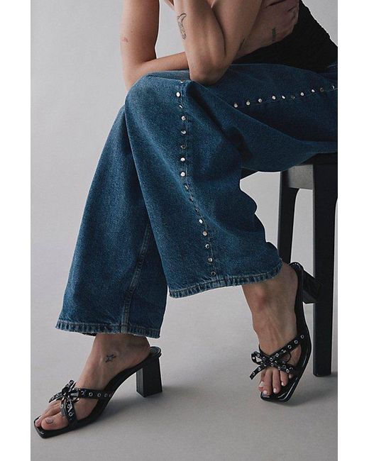 Urban Outfitters Blue Uo Charlie Rivet Bow Block Heel Sandal