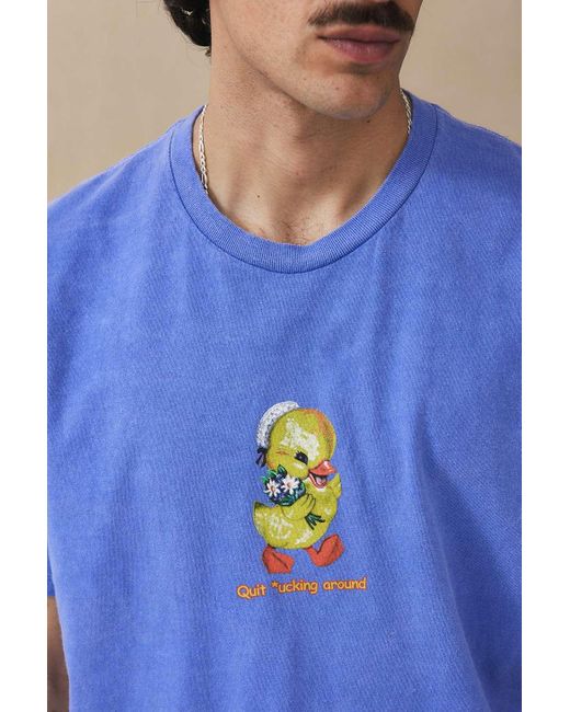 Urban Outfitters Uo Blue Quit Quacking Around T-shirt for men