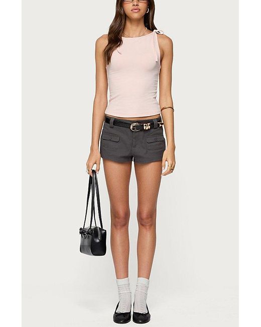 Edikted Blue Terra Cargo Micro Shorts