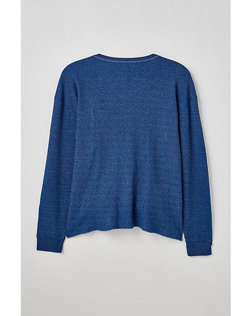 Urban Renewal Blue Remade Overdyed Thermal Long Sleeve Tee for men