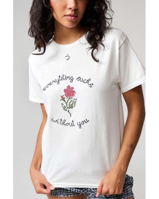 Urban Outfitters White Uo Everything Sucks Without You T-shirt