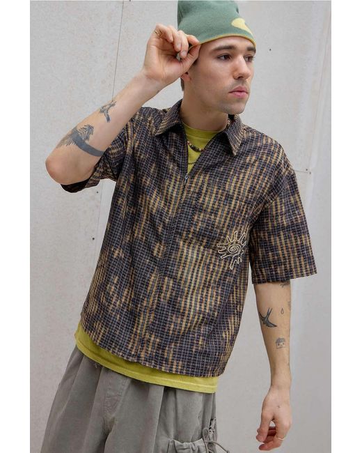 Ayker Gray Bleach Zip Shirt for men