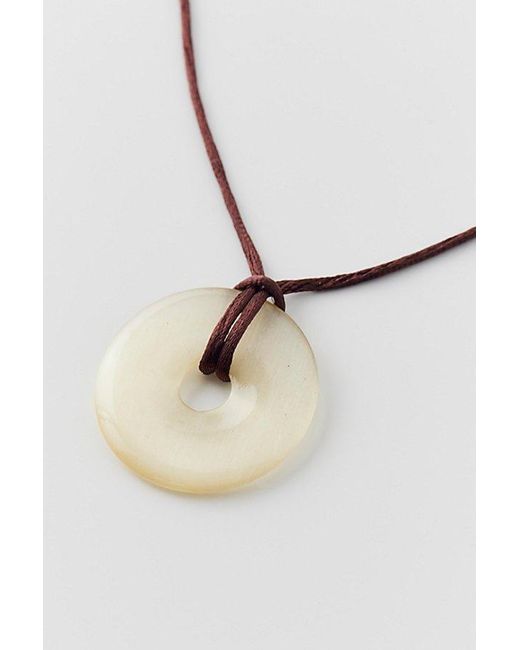Urban Outfitters White Cat Eye Pendant Corded Necklace