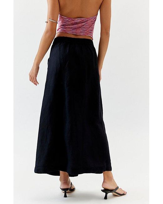 Urban Outfitters Black Uo Beach Day Linen Maxi Skirt