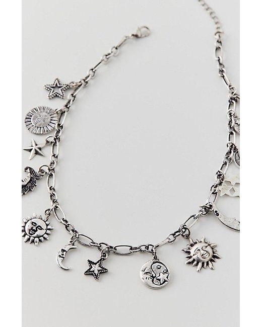 Urban Outfitters Gray Sun And Moon Charm Necklace