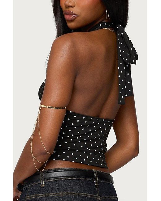 Edikted Black Blaire Polka Dot Halter Top