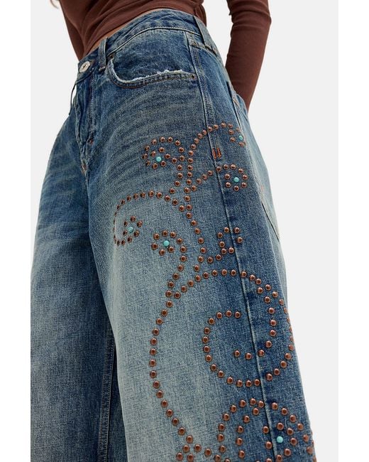 BDG Blue Jaya Turqouiose Studded Baggy Jeans 24w 32l At Urban Outfitters