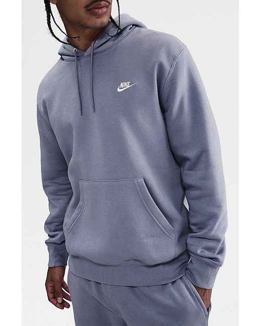 Nike Blue Club Logo Fleece Pullover Hoodie Sweatshirt for men