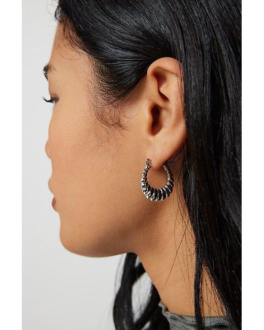 Urban Outfitters Black Textured Tapered Hoop Earring