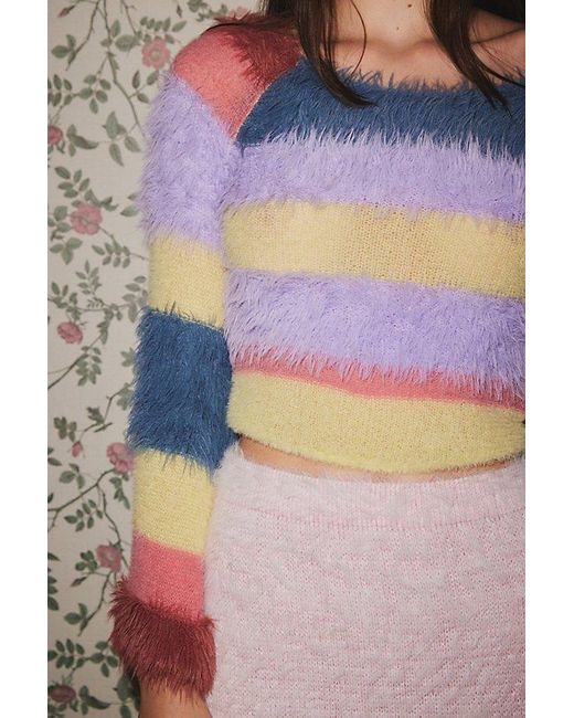 Kimchi Blue Gray Kimchi Chloe Stripe Eyelash Sweater