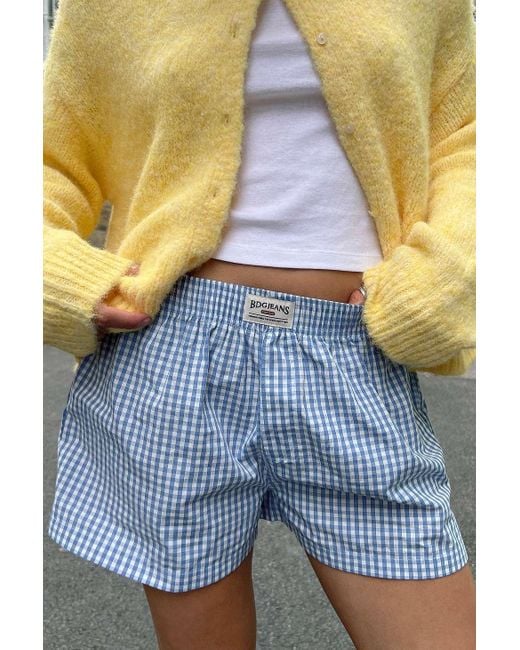 BDG Blue Gingham Boxer Shorts