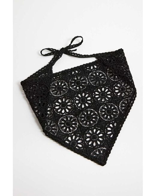 Urban Outfitters Black Uo Open Stitch Headscarf