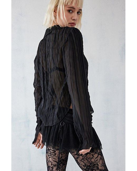 Urban Outfitters Black Uo Arelia Crinkle Shirt Top