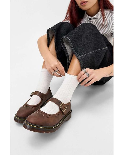 Dr. Martens Black Brown Flower Mary Jane Shoes