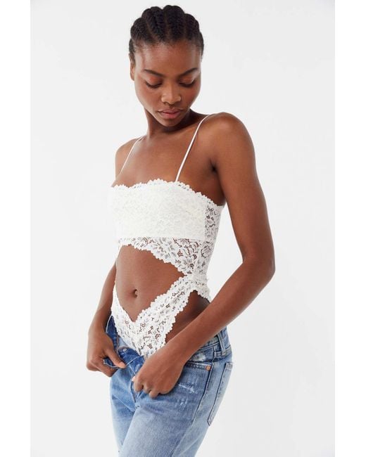 Out From Under White Magnolia Lace Cutout Bodysuit