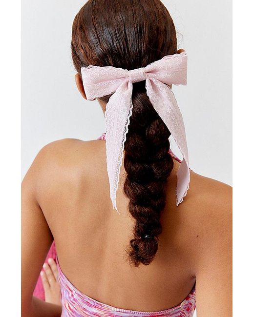Urban Outfitters Brown Dolly Satin Lace Hair Bow Barrette