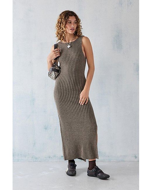 Urban Outfitters Gray Uo Tate Ribbed Knit Column Maxi Dress