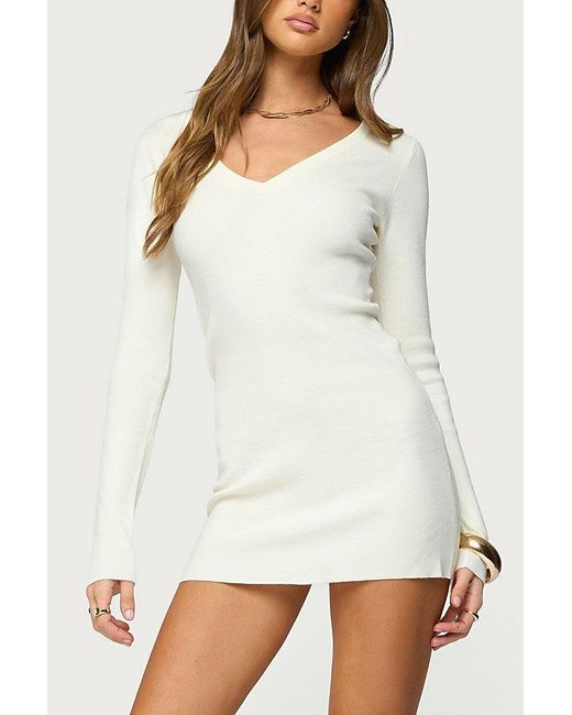 Edikted Women's White Kaitlyn Long Sleeve Knit Mini Dress - thefunkyskunk.ie Edikted Women's White Kaitlyn Long Sleeve Knit Mini Dress - thefunkyskunk.ie