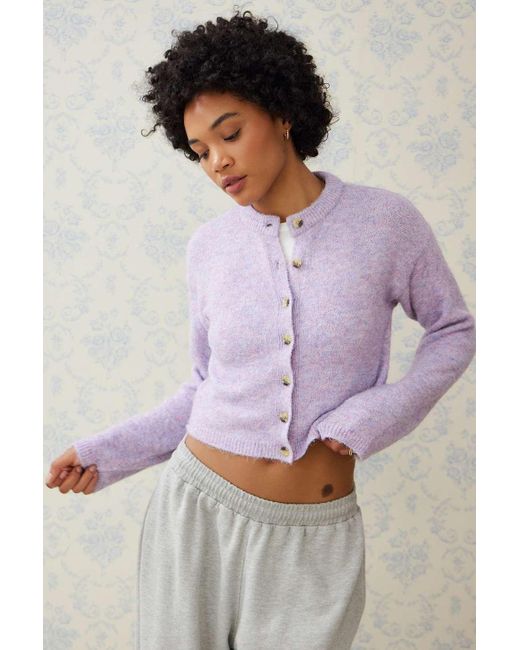 Urban Outfitters Purple Uo Crew Cardigan