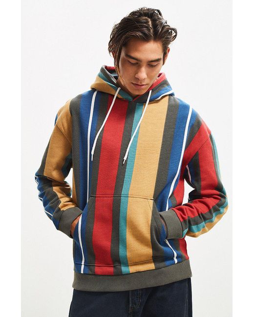 Urban Outfitters Blue Uo Vertical Stripe Hoodie Sweatshirt for men