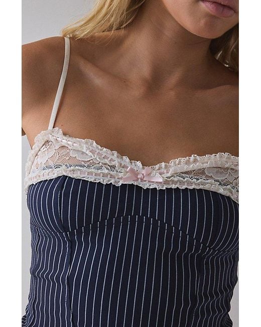 Kimchi Blue Lexi Lace Trim + Bow Detail Cami in Blue | Lyst