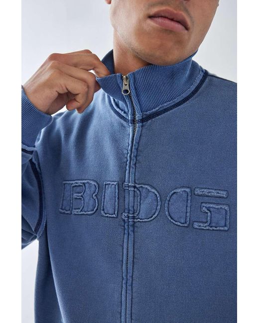 BDG Blue Applique Zip-through Track Jacket for men