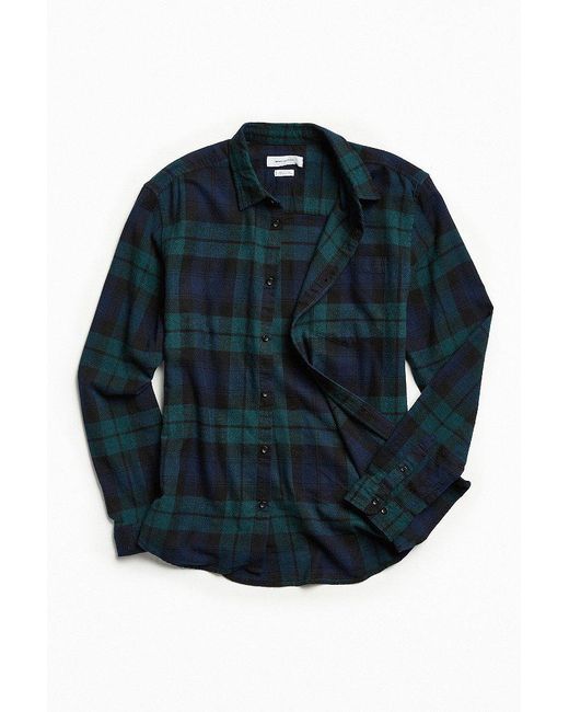 Urban Outfitters Blue Uo Plaid Flannel Button-down Shirt for men