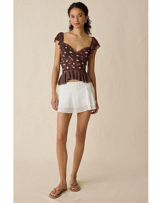 Kimchi Blue Natural Night Bloom Flutter Sleeve Peplum Blouse