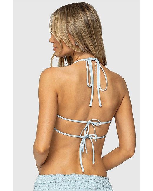 Edikted White Mari Backless Ruffle Chiffon Top