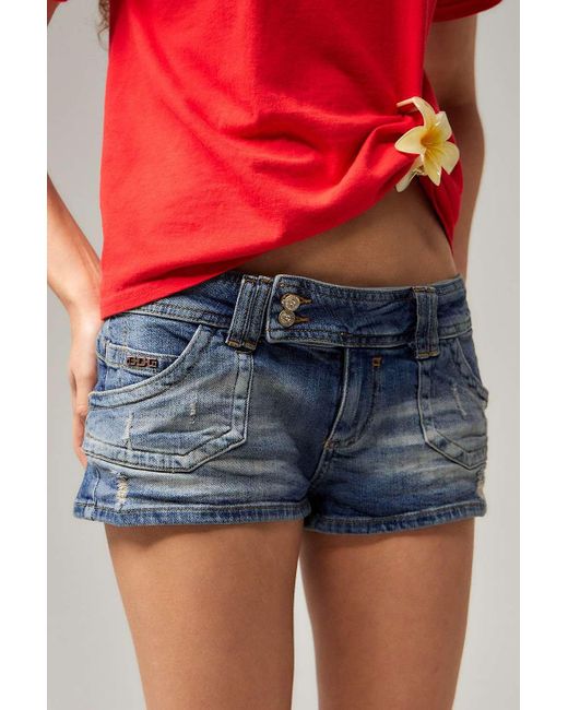 BDG Red Piper Vintage Wash Micro Shorts