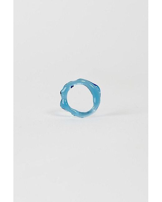 rain and rivers Brown Handmade Simple Stackable Glass Ring Pair