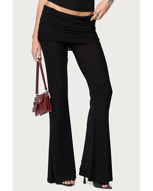 Edikted Black Halli Fold Over Mini Skirt Pants