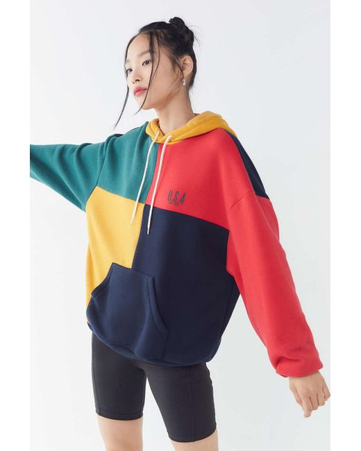 Urban Outfitters Multicolor U.s.a. Colorblock Hoodie Sweatshirt