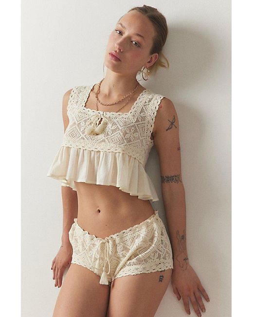 Out From Under Natural Cliona Crochet Babydoll Top