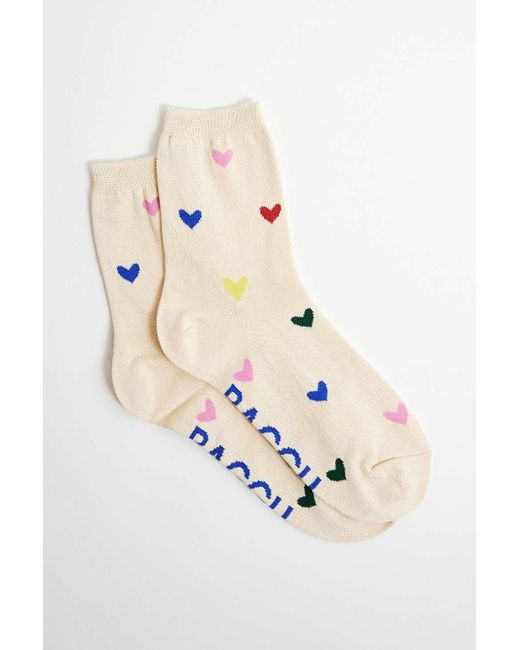 Baggu White Heart Socks