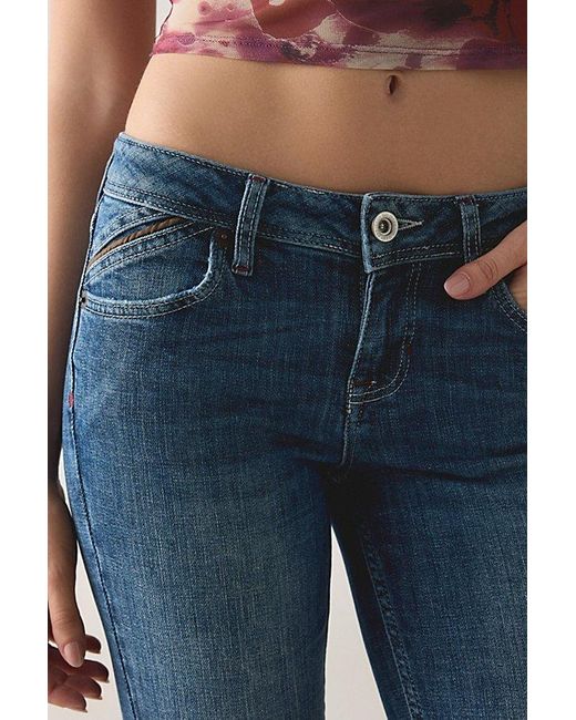 BDG Brooke Embellished Back Pocket Low-Rise Flare Jeans in Blue | Lyst