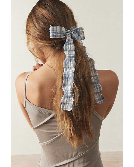 Urban Outfitters Brown Wavy Gingham Bow Barrette