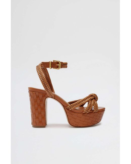 SCHUTZ SHOES Kathleen Braided Leather Platform Sandal In Miele at