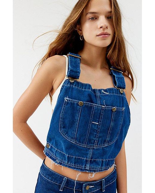 Urban Renewal Blue Remade Overall Cropped Tank Top